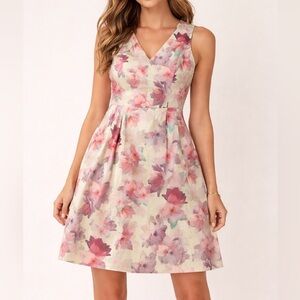Oasis Cream and Pink Floral Dress